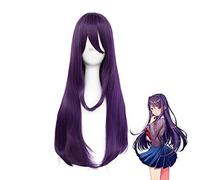 Anime Coser Wig DDLC Doki Doki Literature Club Yuri Femmes Purple Perruque Perruque Cosplay Cosplay Costume Résistant à la Chaleur Synthétique Cheveux Party Play Rôle Perruques