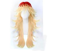 Anime Coser Wig Demon Demon Slayer: KIMETSU No Yaiba Douma Gold Mélanger Femme de style rouge Femme Cosplay Fête Mode Anime Costume Humain Perruques Full Perruques Synthétique Cheveux Hair Résistant F