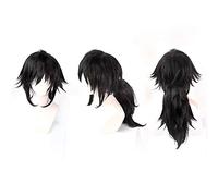 Anime Coser Wig Demon Demon Slayer: KIMETSU No Yaiba Tomioka Giyuu Noir Femme de style long Cosplay Fête de la fête Anime Costume Humain Plein Perruques Synthétiques Cheveux Synthétiques Fibre résista