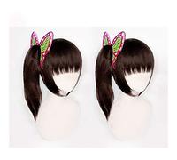 Anime Coser Wig Demon Demon Slayer: KIMETSU No Yaiba Tsuyuri Kanawo Brown Dark Brown Style Femme Cosplay Partie Fashion Anime Costume humain Perruque Synthétique Cheveux Synthétiques Fibre résistante