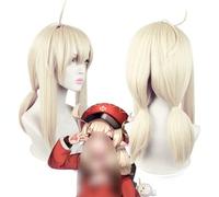 Anime Coser Wig Genshin Impact Perruque, Anime Cosplay Klee Perruque, Double Queue de Cheval Fouet Beige Clair Perruque avec Bonnet de Perruque Gratuit, for Halloween, Fête, Carnaval, Vie Nocturne, Co