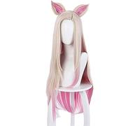Anime Coser Wig Jeu lol Akali k / da Cosplay Perruques 45cm transformé de la Queue de Cheval synthétique mélange de Cheveux Violet ( Size : Ahri Yellow )