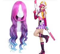 Anime Coser Wig Lol Miss Fortune for Femmes Long Burly Wavy Cosplay Perruques 80cm Synthétique Perruque de cheveux Synthétiques Rouge Violet Bleu Gradient Jeu multicolore PL-351 ( Color : PL-351 )