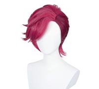 Anime Coser Wig Perruque Cosplay Anime, Perruque Arcane Vi, Perruque The Piltover Enforcer, Perruques Courtes Femme et Homme Couleur Rose Foncé avec Bonnet de Perruque, for Halloween, Fête, Carnaval,