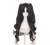 Anime Coser Wig Perruque Cosplay Anime, Perruque Grand Ordre du Destin, Perruque Tohsaka Rin, Cheveux Longs Double Prêle Marron Noir Avec Capuchon de Perruque, for Halloween, Fête, Carnaval, Vie Noctu