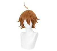 Anime Coser Wig Perruque de cosplay anime for Genshin Impact Tartaglia, perruque de déguisement de cheveux orange courts, cheveux synthétiques résistants à la chaleur, sans enchevêtrement, sans perte