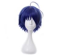 Anime Coser Wig Perruque de costume de cosplay anime, perruque Wonder Egg Priority, perruque Ohto Ai, cheveux courts bleu foncé avec bonnet de perruque gratuit, for Halloween, fête, carnaval, vie noct