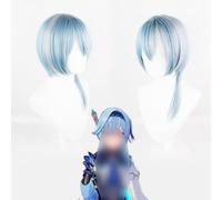 Anime Coser Wig Perruque Genshin Impact de 17 pouces, perruque Anime Cosplay Eula, perruque blanche dégradée bleue avec bonnet de perruque gratuit, for Halloween, fête, carnaval, vie nocturne, concert