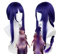 Anime Coser Wig Perruque Genshin Impact, perruque Anime Cosplay Raiden Shogun, perruque violette avec bonnet de perruque gratuit, for Halloween, fête, carnaval, vie nocturne, concerts, mariages