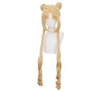 Anime Coser Wig Sailor Moon Usagi Tsukino Perruque, Pretty Guardian Sailor Moon Princess Serenity Usagi Tsukino Cosplay Perruque avec Perruque de Perruque, longue queue de queue blonde Anime Cosplay p