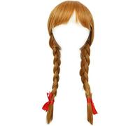 Anime Cosplay Annabelle Perruque Poupée Longue Brun Clair Double Queues De Cheveux Accessoires Perruque pour Coser Halloween Partie Quotidienne Synthétique Cheveux perruque Avec Cap Perruque Gratuit