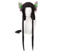 Anime Cosplay Longues Queues De Cheval Perruque De Cheveux Pour Kochou Kanae Jeu De Rôle Perruques D'halloween + 2 Accessoires De Cheveux Papillon