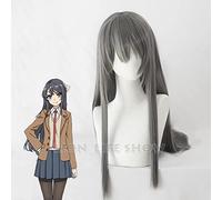 Anime Cosplay Mai Sakurajima Dark Gray Wig Straight Long Hair Rascal Does Not Dream of Bunny Girl Senpai