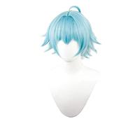 Anime Cosplay Perruque Game Genshin Chongyun Cosplay Perruques Bleu clair Court Hommes Cosplay Perruque Cheveux Synthétiques Résistant à la Chaleur Halloween
