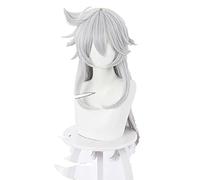 Anime Cosplay Perruque Genshin Paper Rasoir Gris Cheveux Synthétiques longs résistants à la chaleur Halloween Carnaval Fête Jeu de rôle Cosplay Perruques + bonnet de perruque