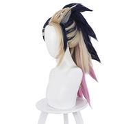 Anime Cosplay Perruque Jeu Kda. Le pire rôle Akali Jouer Couleur mélangée Queue de Cheval Longue Perruques de Cheveux Synthétiques Résistant à la Chaleur+Bonnet de Perruque