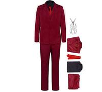 Anime Cosplay Vêtements One Piece Vinsmoke Sanji Halloween Mascarade Danse Soirée Carnaval Costumes Unisexe Adulte avec Collier Convient pour Les Jeux De Scène, Cadeaux, Comics Expo,Rouge,L