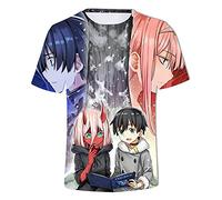 Anime Darling in The Franxx T-Shirt imprimé en 3D Zero Two Chemisier à Manches Courtes imprimé Top Ample à col Rond