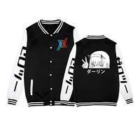 Anime Darling in The FranXX Veste de Baseball décontractée Raglan Sweat à Manches Longues Zero Two Cosplay Cardigan Sweat à Boutonnage Simple
