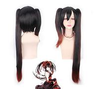 Anime DATE A LIVE Nightmare Tokisaki Kurumi perruque cosplay résistant à la chaleur cheveux synthétiques noir marron mixte cosplay costume perruques une taille perruque Tokisaki PL-147