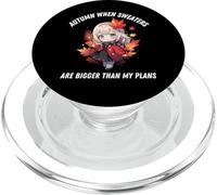 Anime d'automne Kawaii Autumn If Sweater Bigger Than My Plans PopSockets PopGrip pour MagSafe
