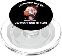 Anime d'automne Kawaii Autumn If Sweater Bigger Than My Plans PopSockets PopGrip pour MagSafe