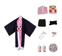 Anime Demon Kamado Nezuko Cosplay Costume Kimono Vêtements Cosplay Outfits for Halloween Carnaval Pretend Play Fancy Dress Girls Women Cosplay(S, Pink)