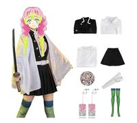 Anime Démon Kanroji Mitsuri Cosplay Costume Kimetsu Adulte Enfants Kimono Costume Halloween Carnaval Party(XXL, White)