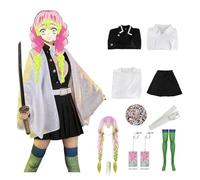 Anime Démon Kanroji Mitsuri Cosplay Costume Kimetsu Kimono Set Adulte Enfants Halloween Carnaval Fête, XXL