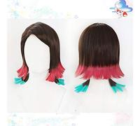 Anime Démon Slayer: Kimetsu No Yaiba Enmu Cosplay Perruques Haute Température Fiber Multicouche Dégradé Cheveux Courts + Perruque