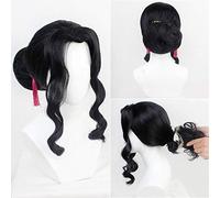 Anime Demon Slayer: Kimetsu No Yaiba Kibutsuji Muzan Cosplay perruques femmes noires cheveux bouclés + perruque gratuite casquette Halloween fête perruque avec couvre-chef