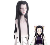 Anime démon Slayer Kimetsu no Yaiba Kochou Kanae femmes noir longue perruque Cosplay Costume résistant à la chaleur synthétique cheveux fête perruques