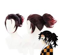 Anime démon Slayer: Kimetsu No Yaiba Tanjiro Kamado perruque Cosplay Costume court châtaigne cheveux bruns perruque avec prêle Tanjirou Kamado