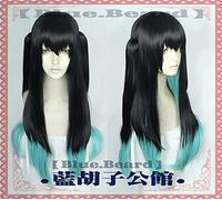 Anime démon Slayer: Kimetsu no Yaiba Tokitou Muichirou Cosplay perruque longue dégradé noir bleu queues de cheval cheveux synthétiques + casquette de perruque