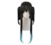 Anime démon Slayer Kimetsu no Yaiba Tokitou Muichirou queues de cheval perruque Cosplay Costume résistant à la chaleur cheveux synthétiques longues perruques C-373 avec des queues de cheval