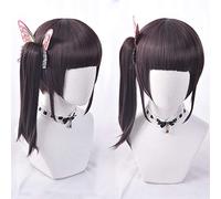 Anime démon Slayer Tsuyuri Kanawo Cosplay perruque Kimetsu no Yaiba Cosplay noir marron Halloween perruque Costumes + casquette de perruque