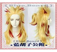 Anime démon tueur: Kimetsu No Yaiba Rengoku Kyoujurou Cosplay perruques cheveux résistant à la chaleur Cosplay Costume perruques + bonnet de perruque