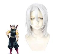Anime démon tueur Kimetsu No Yaiba Uzui Tengen Cosplay perruque courte argentée cheveux blancs coiffure Halloween fête comiket perruques