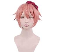 Anime Doki Doki Literature Club Sayori Cosplay perruque vague naturelle courte rose Bob cheveux synthétiques Costume Piay perruques + casquette de perruque KUAG3603