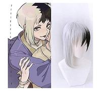 Anime Dr.Stone Cosplay Asagiri Gen Black White Costume Wig Heat Resistance Fiber Synthetic Hair + Wig Cap
