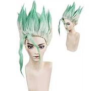 Anime Dr. Stone Cosplay perruque Ishigami Senku perruque, dégradé vert, perruque courte, pour Halloween, Costume Party, Anime montre
