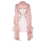 Anime Enoshima Junko Pink Long Wavy Synthetic Hair Cosplay Costume Wig For Halloween Party