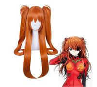 Anime Eva Asuka Langley Soryu Cosplay perruques longue Orange avec 2 clips de queue de cheval perruque de cheveux synthétiques résistant à la chaleur MZ-1357