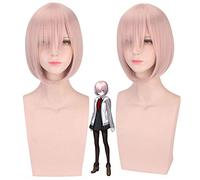 Anime Fate/Grand Order Mash Kyrielight/Matthew Kyrielite Perruque Cosplay Halloween Party Play Perruque courte Rose Costume Perruque + bonnet de perruque