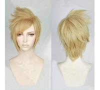 Anime FF15 Final Fantasy XV Prompto Argentum Cosplay Wigs Short Linen Blonde Heat Resistant Synthetic Hair Wig + Wig Cap
