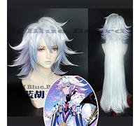 Anime FGO destin/Grand ordre Cosplay perruque serviteur roulette Merlin couleurs mélangées longs cheveux synthétiques Cosplay Costumes perruques + casquette + piste