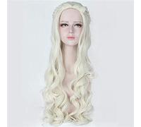 Anime film blanc reine Cosplay perruque jaune clair et argent ondulé tresse synthétique cheveux fête Costume perruques Alice Wonderland dm765 1