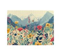 Anime Flower Bed Mountain Puzzle en bois de 500 pièces pour adultes - Puzzle stimulant pour taille de jeu 38,1 x 51,8 cm