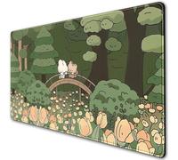 Anime Forest Tapis de Bureau Tapis de Souris Vert Mignon Kawaii Tapis de Bureau Complet Esthétique Tapis de Souris de Jeu XXL XL Animaux Coréens Élargis 80 x 39 cm Antidérapant et Bords Cousus