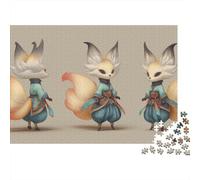 Anime Fox Character Design Puzzle 1000 Pièces Cadeau Unique Jeu Éducatif Défi Jouet À De Qualité Supérieure Peinture Art pour Adultes Et Enfants À Partir De 12 Ans 52x38cm/1000pcs